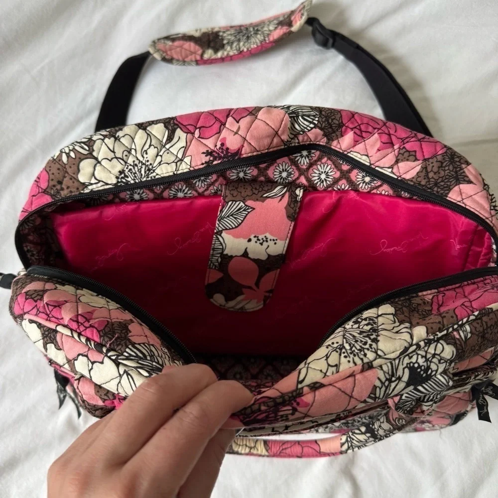 Vera Bradley mocha rouge crossbody laptop bag - Picture 2 of 10